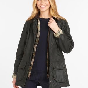 NWT BARBOUR SAGE BEADNELL WAX JACKET SIZE 8